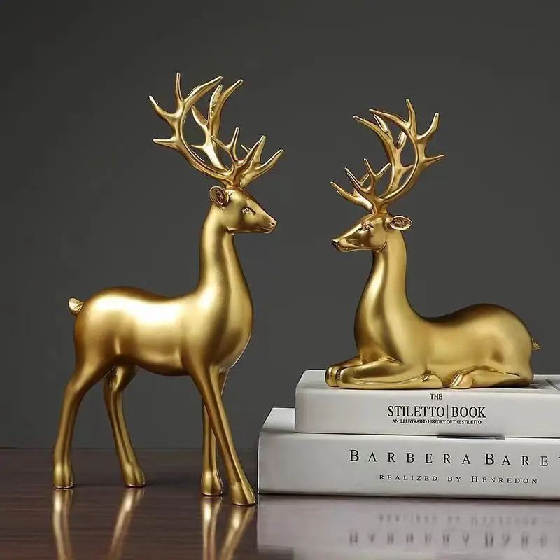 Interior Design Apartment - Deer Statue Standing and Sitting Resin