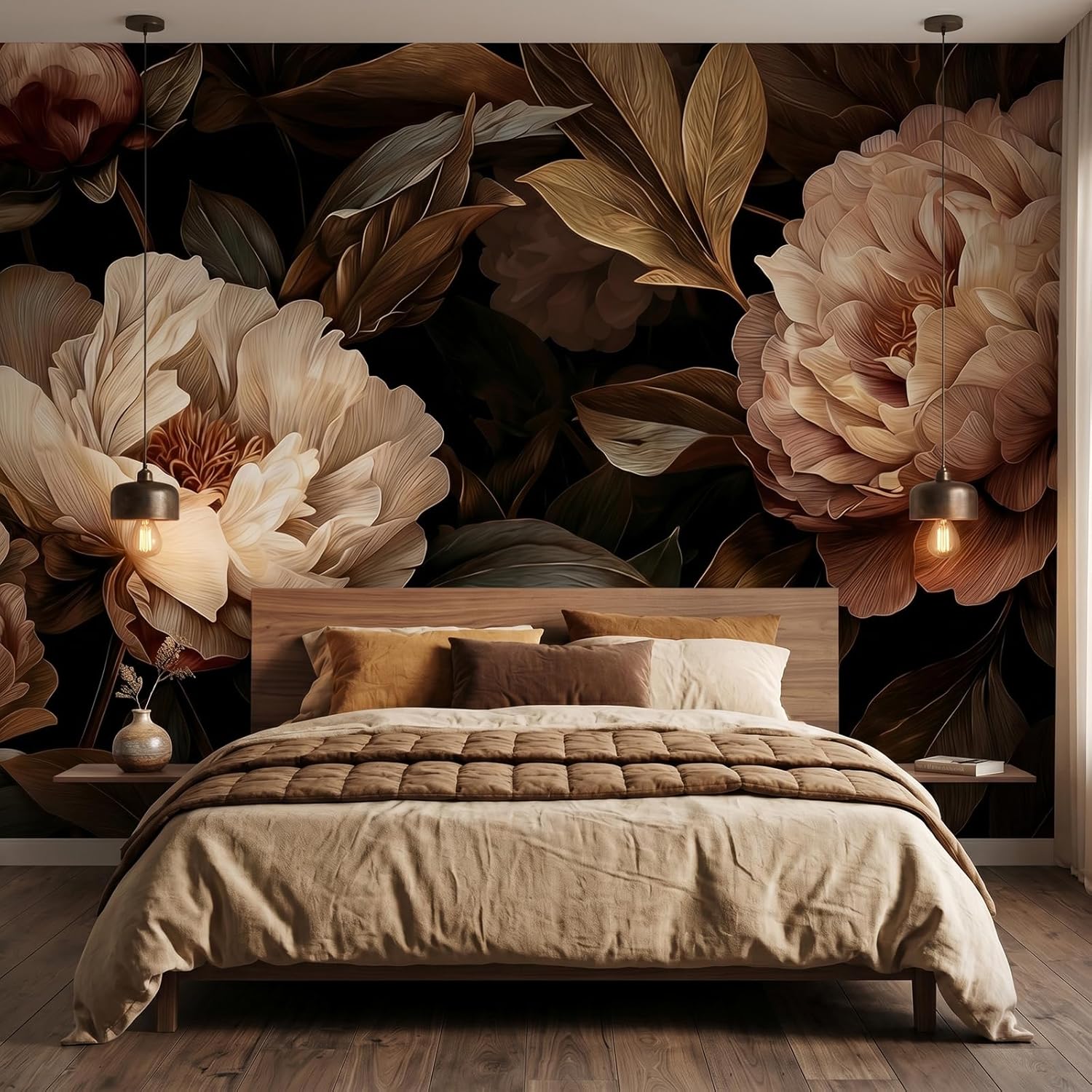 Elegant Peony Floral Tapestry  - Interior Design Apartment ulasan dan harga
