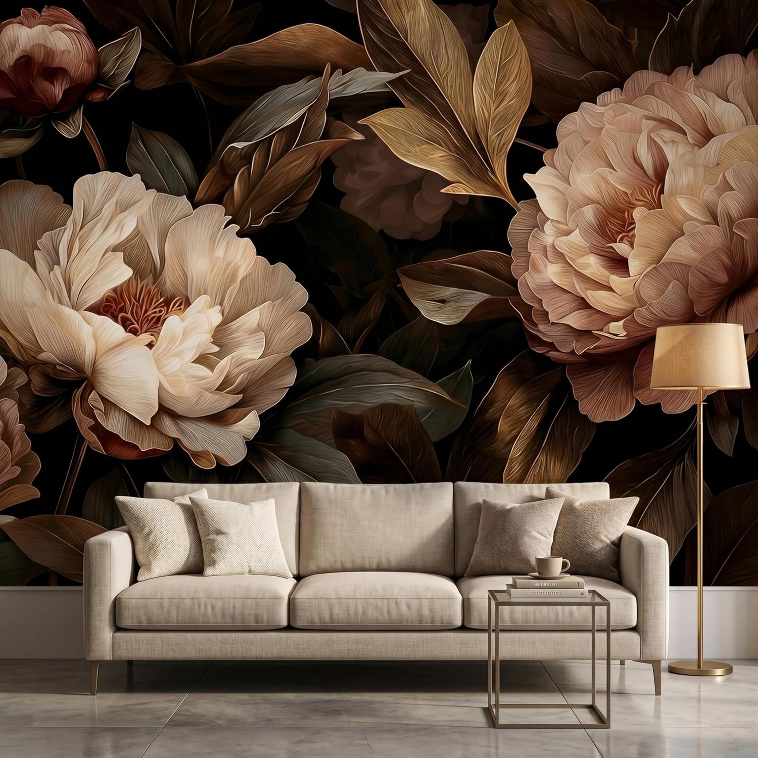 Elegant Peony Floral Tapestry  - Interior Design Apartment ulasan dan harga
