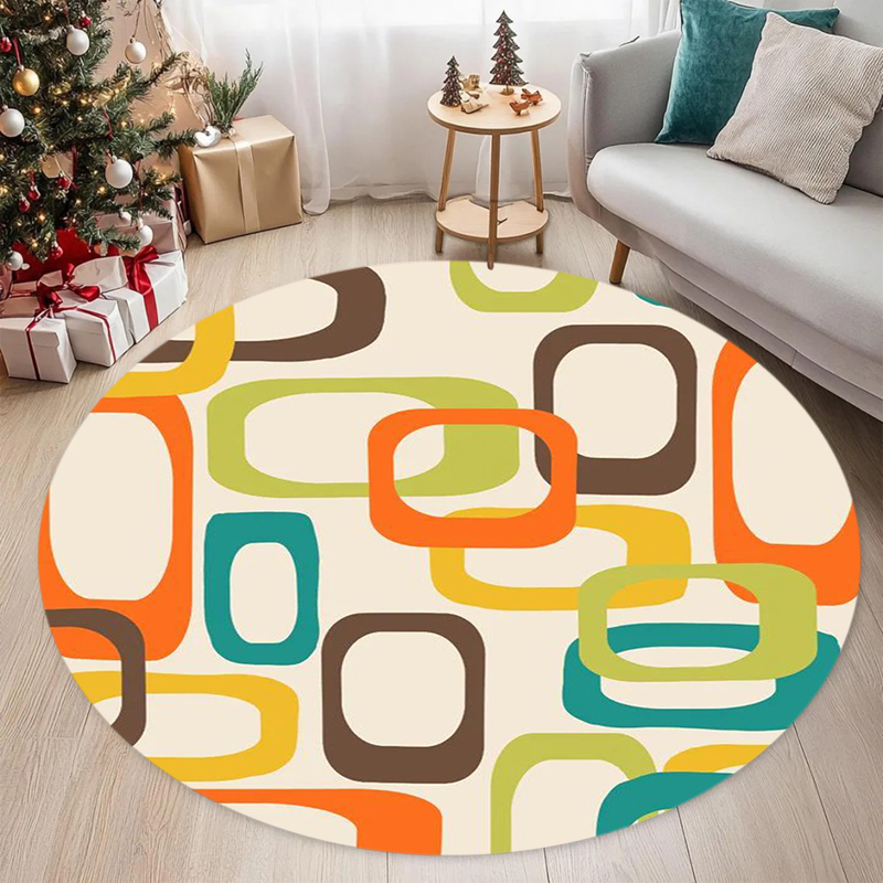 Mid Century Modern Geometric R - Printed Rug Abstract ulasan dan harga