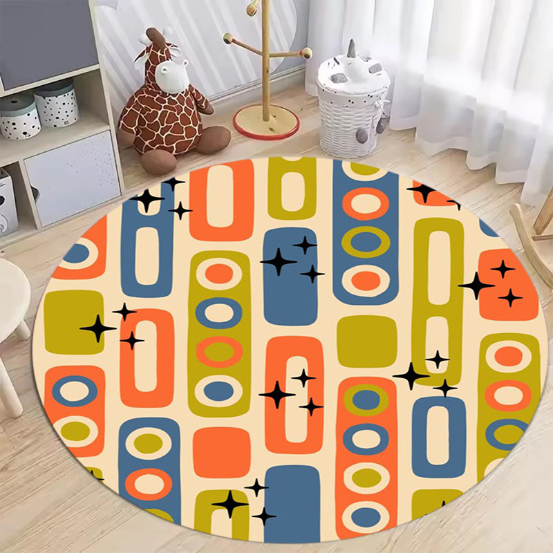 Mid Century Modern Geometric R - Printed Rug Abstract ulasan dan harga