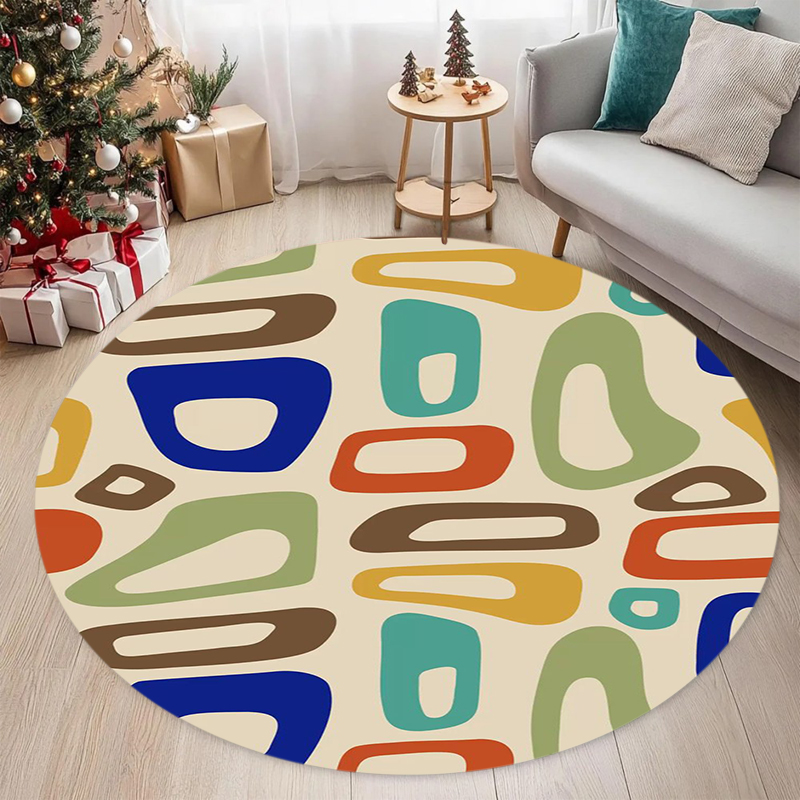 Mid Century Modern Geometric R - Printed Rug Abstract ulasan dan harga