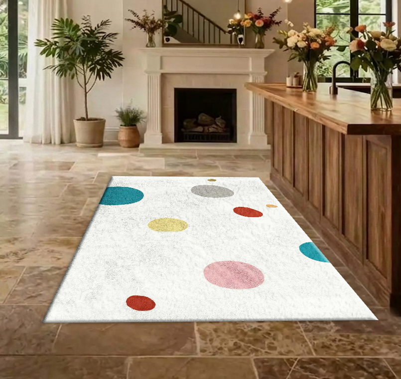 Colorful Watercolor Dot Area R - Printed Rug Abstract ulasan dan harga