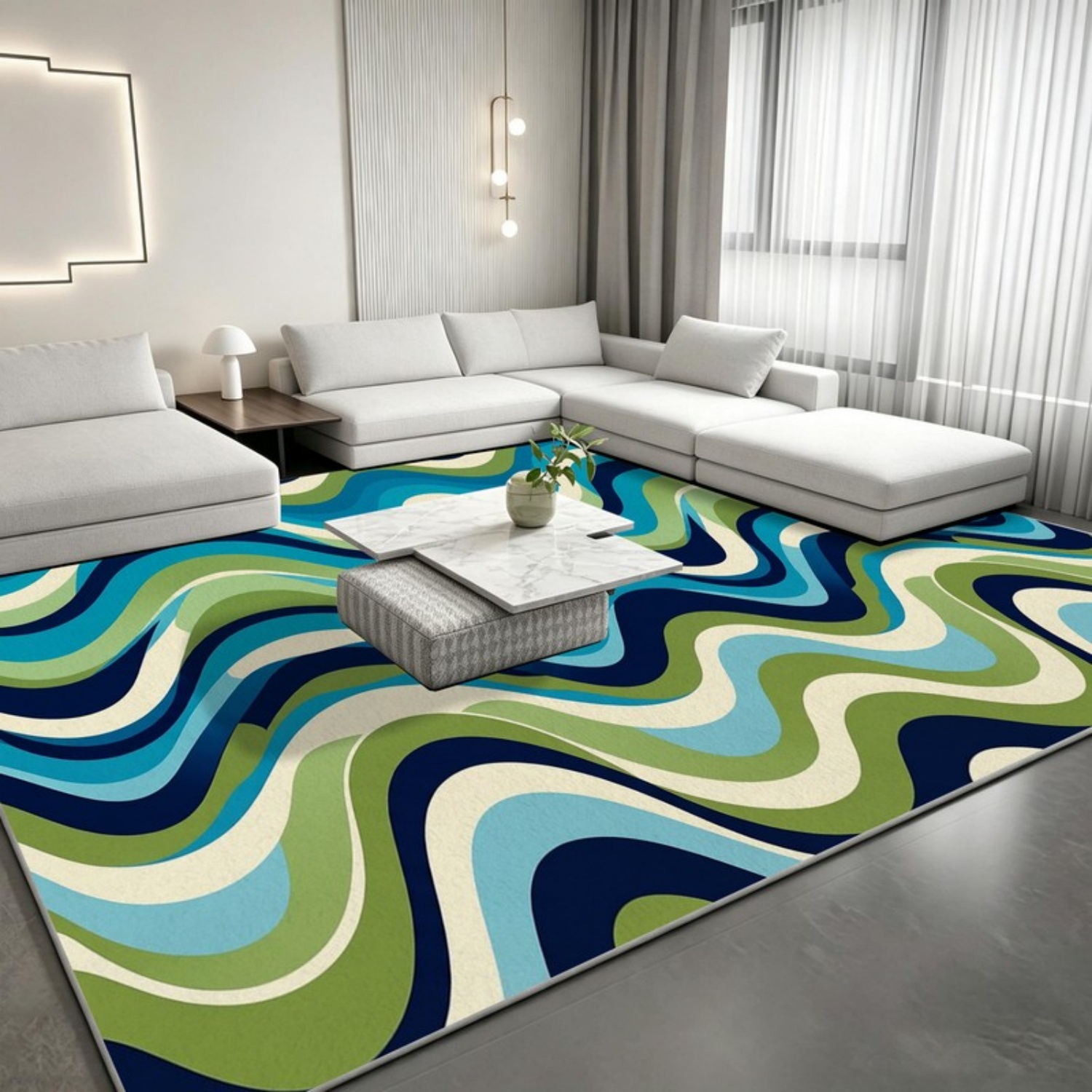 Room Decor Rug, Blue Green Alt - Printed Rug Abstract ulasan dan harga