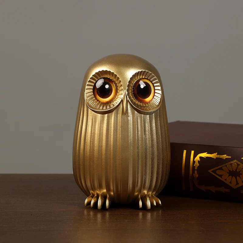 Resin Owl Statue Cute Golden O - Interior Design Apartment ulasan dan harga