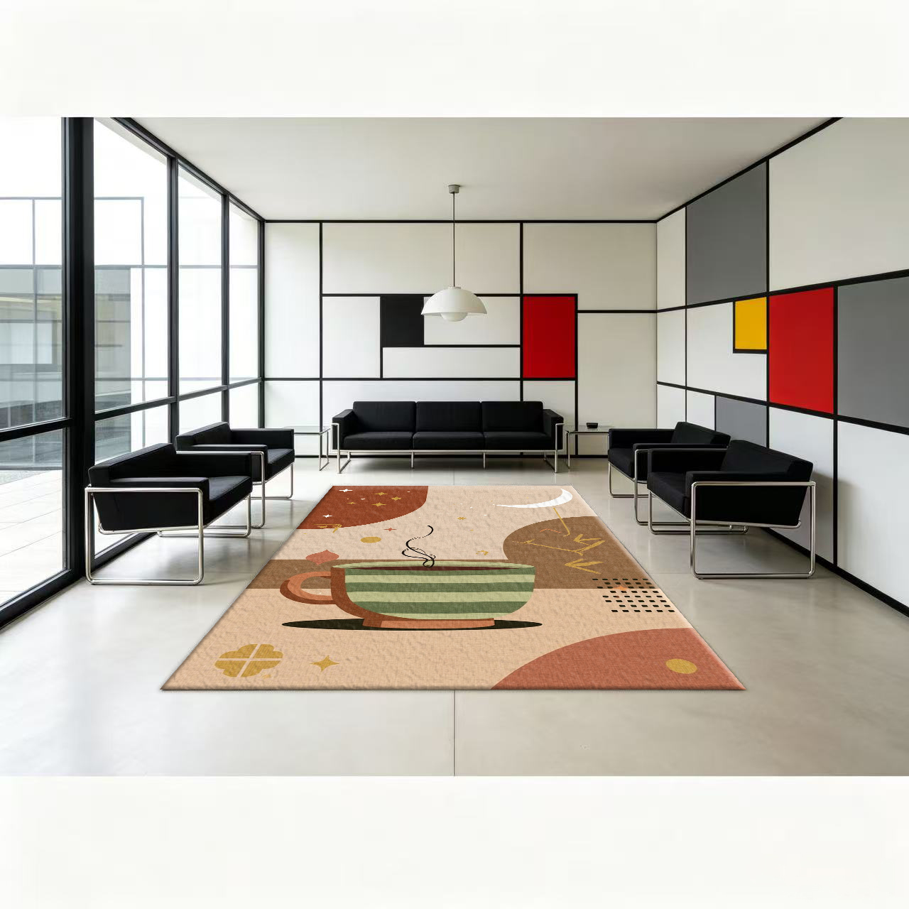 Boho Retro Teacup Moon Star Ab - Printed Rug Abstract ulasan dan harga