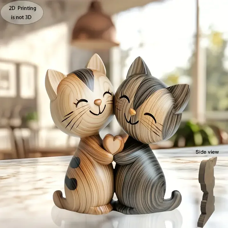 Wooden Kitten Couple Sculpture - Interior Design Apartment ulasan dan harga