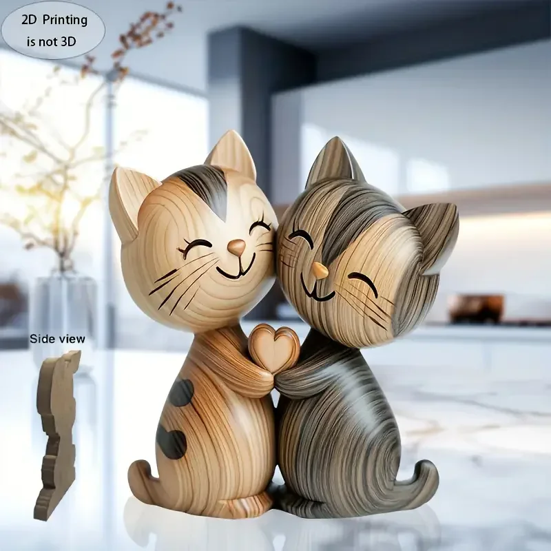Wooden Kitten Couple Sculpture - Interior Design Apartment ulasan dan harga