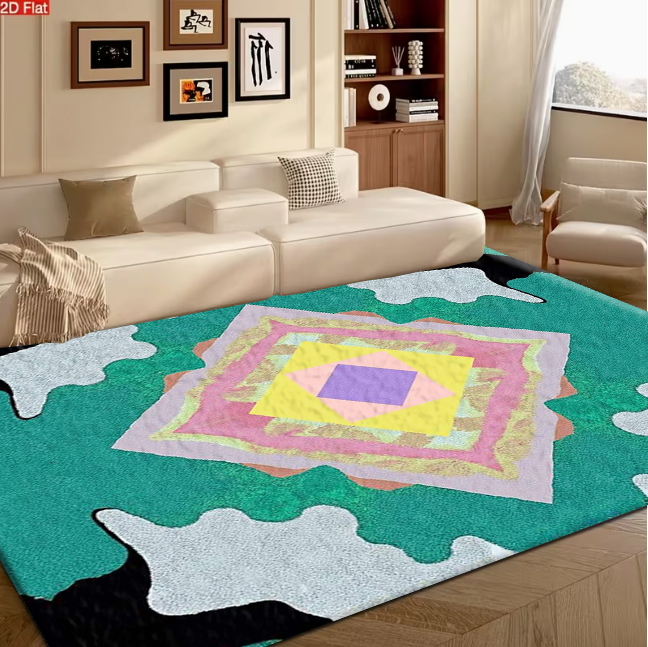 Bright Multilayer Diamond Symm - Printed Rug Abstract ulasan dan harga
