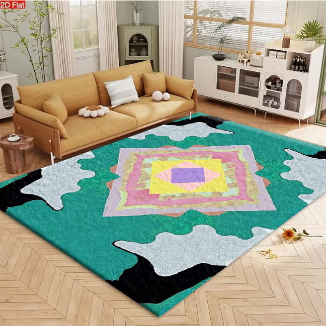 Bright Multilayer Diamond Symm - Printed Rug Abstract ulasan dan harga
