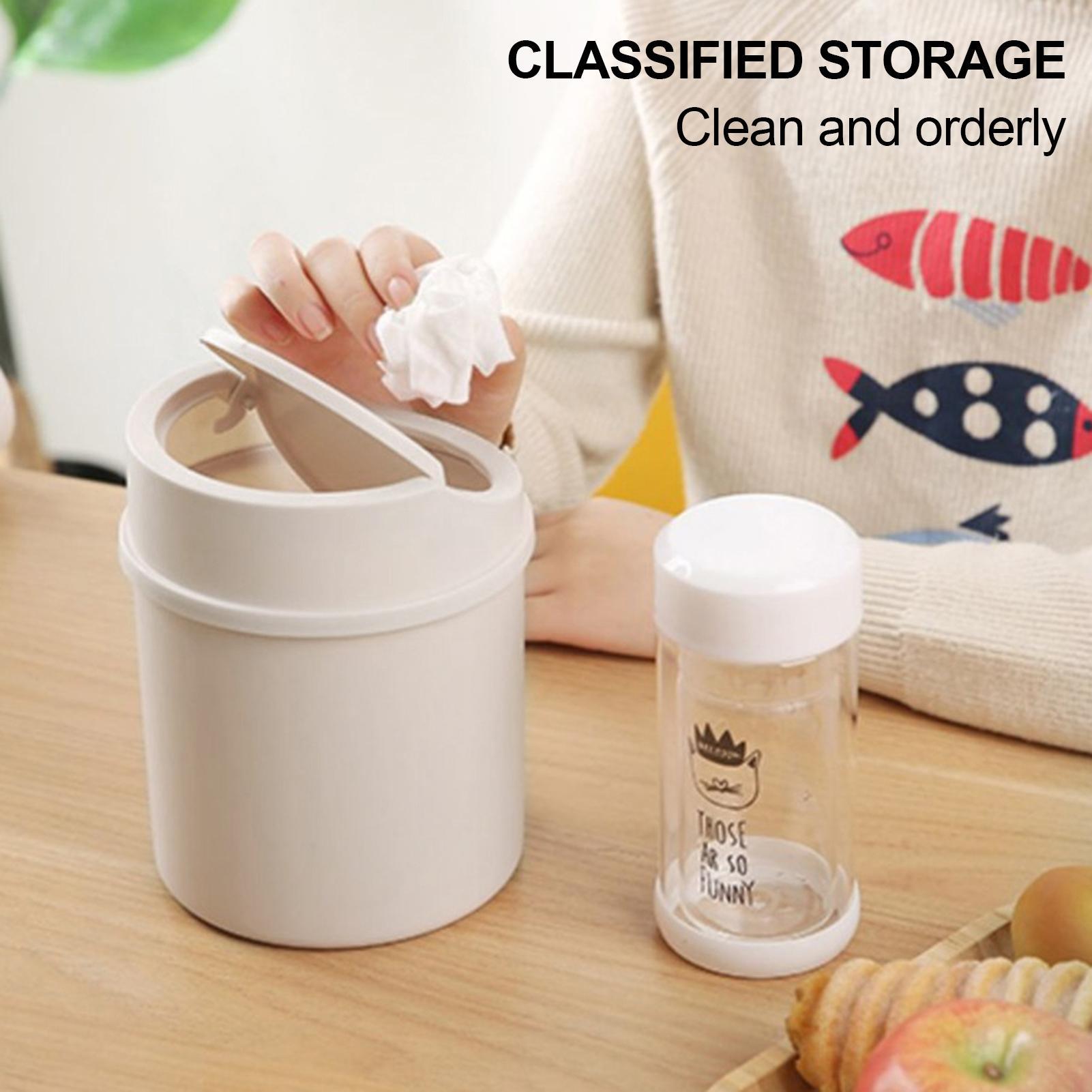 Mini Desktop Trash Can with Li - Interior Design Your Room ulasan dan harga