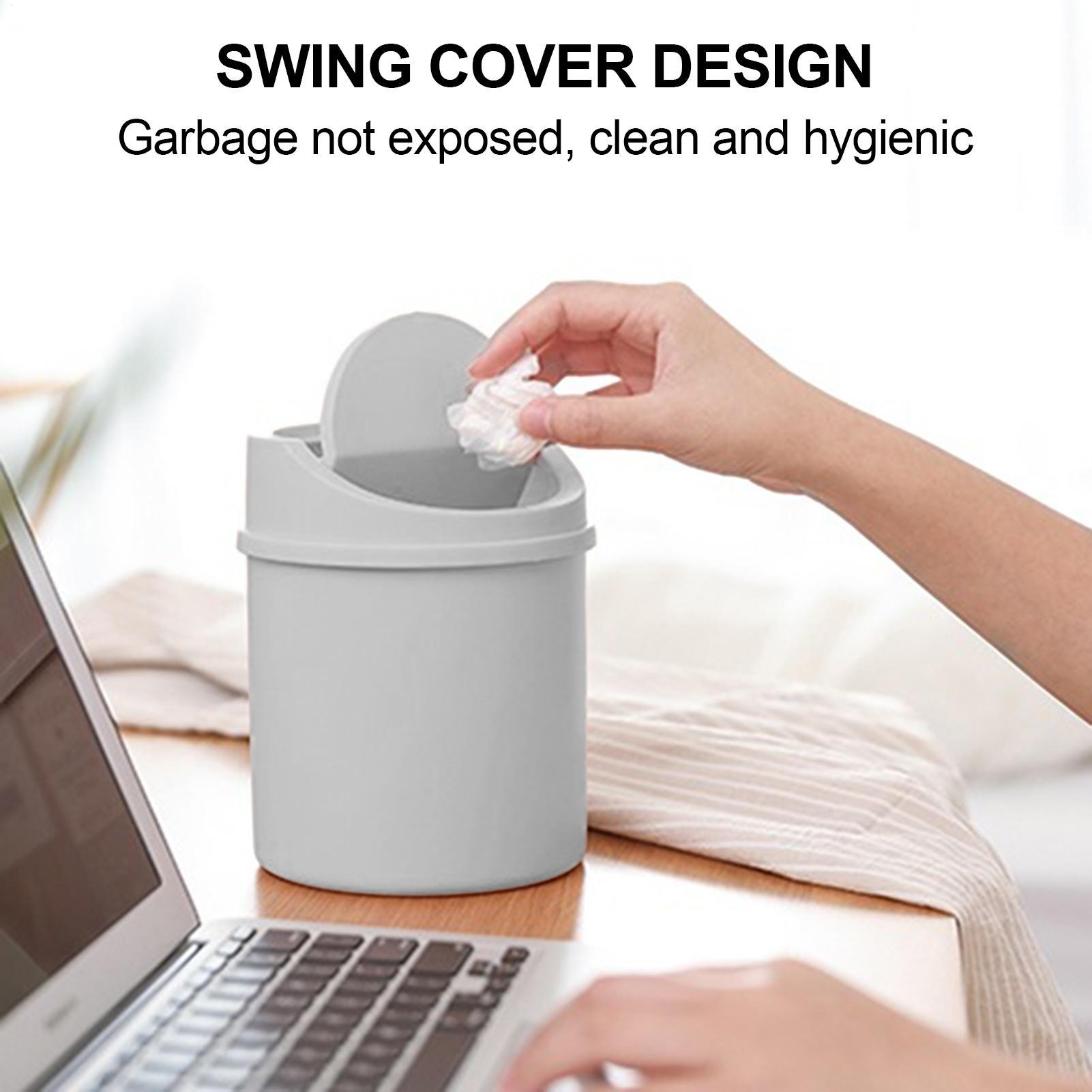 Mini Desktop Trash Can with Li - Interior Design Your Room ulasan dan harga