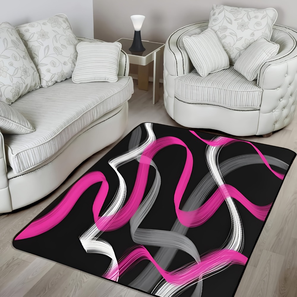 Hot Pink and Gray Black Geomet - Printed Rug Abstract ulasan dan harga
