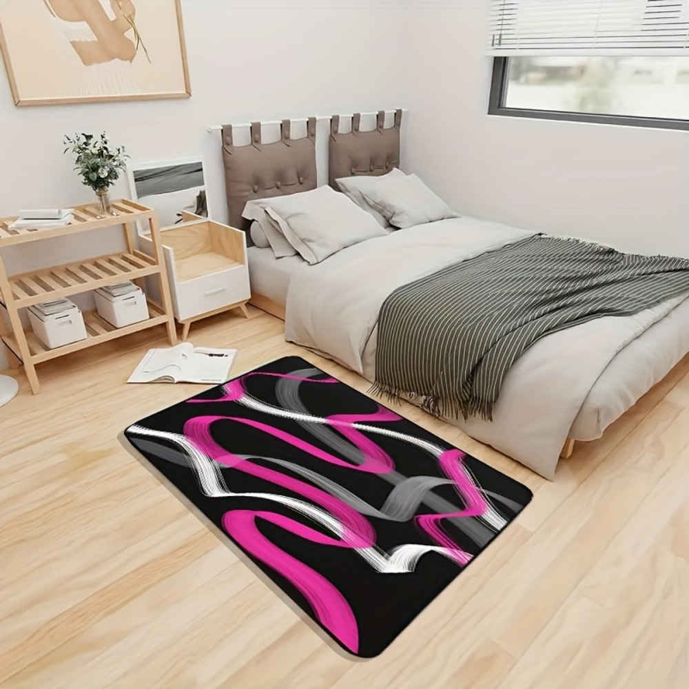 Hot Pink and Gray Black Geomet - Printed Rug Abstract ulasan dan harga